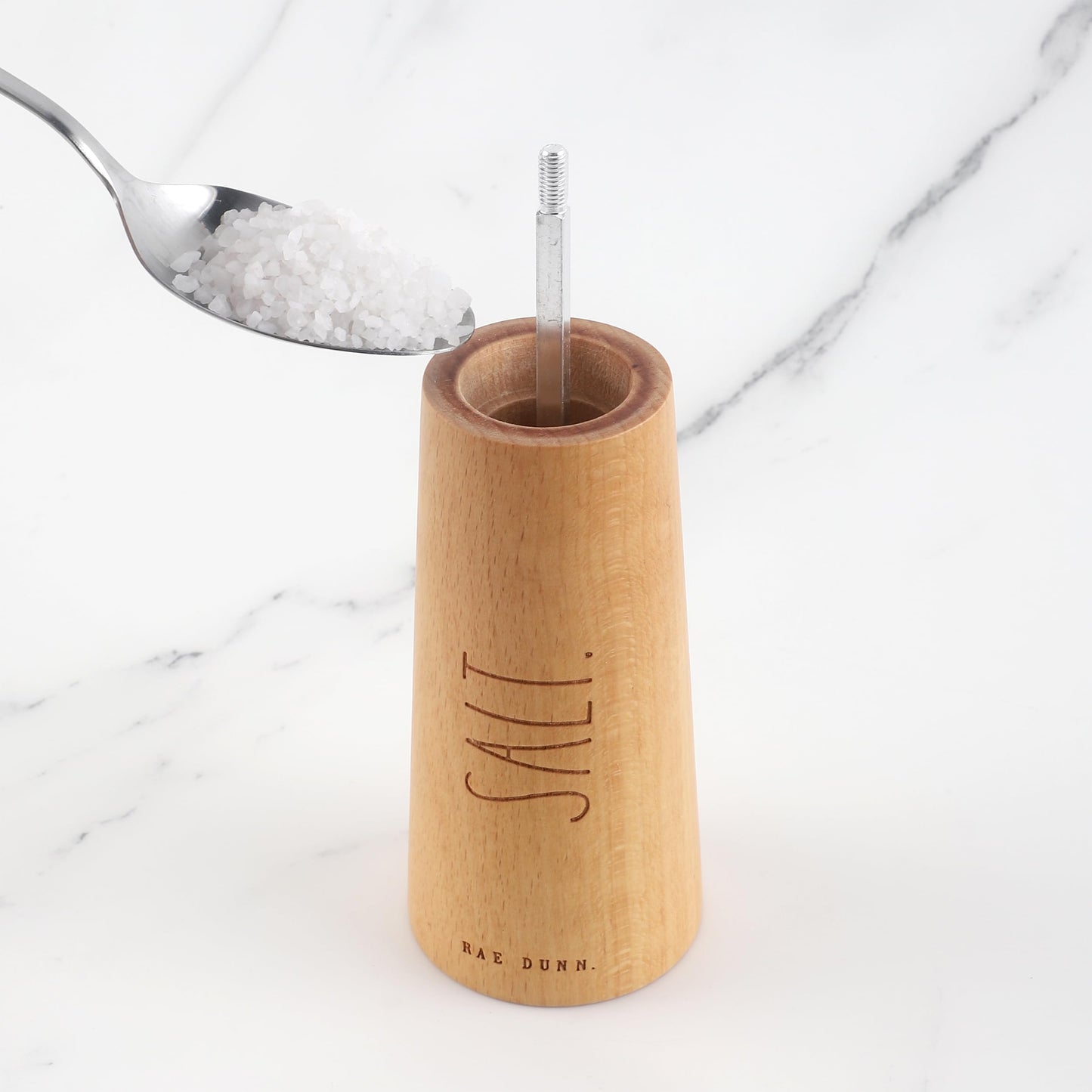 Rae Dunn Salt and Pepper Grinder Set of 2 - Bamboo Sea Salt Pepper Grinder - Classy Salt and Pepper Shakers - Pepper Mill & Salt Mill, Gray
