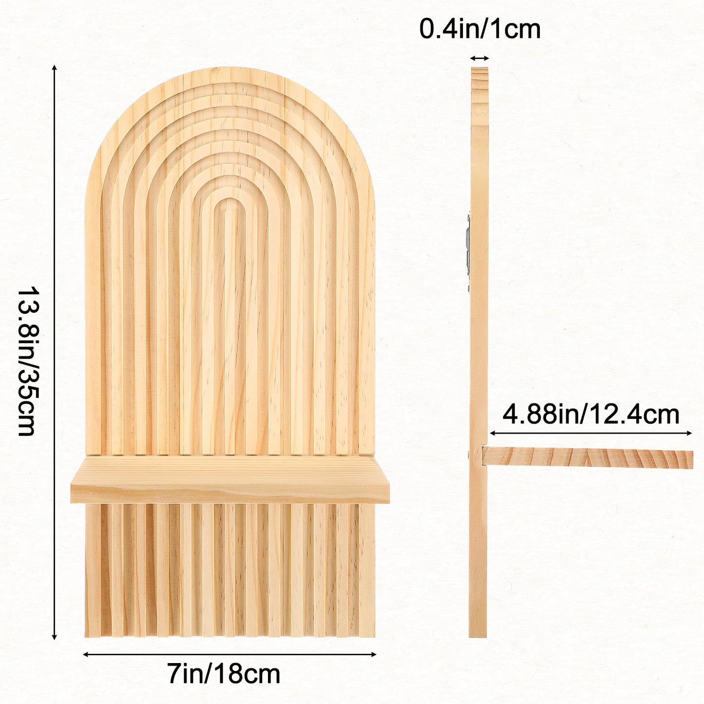 Boho Wall Decor Floating Shelves Set of 2 - Natural Wood Arched Wall Shelf for Modern Minimalist Decor, Rustic Hanging Shelves for Living Room, Bedroom, Bathroom