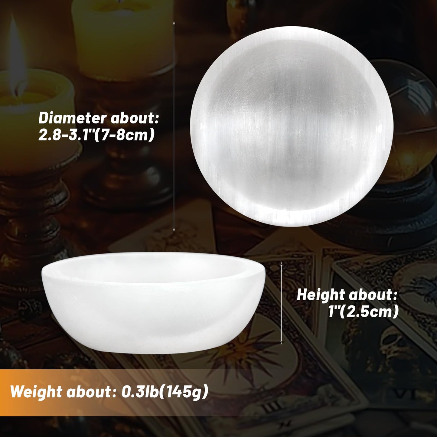 Orientrea 2.8″ - 3.2″ Selenite Crystal Bowl - Selenite Charging Bowl for Energy Cleansing, Charging, Meditation, Home Decor & Crystal Healing, Crystals and Healing Stones