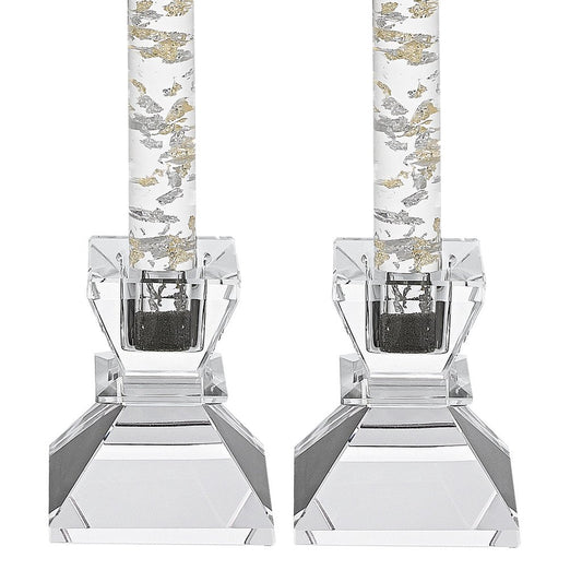 Badash Saturn Crystal Candlestick Holders - Set of 2 Tapered Candle Holders - Beautiful Handcrafted Crystal Accents Perfect for Modern or Traditional Decor