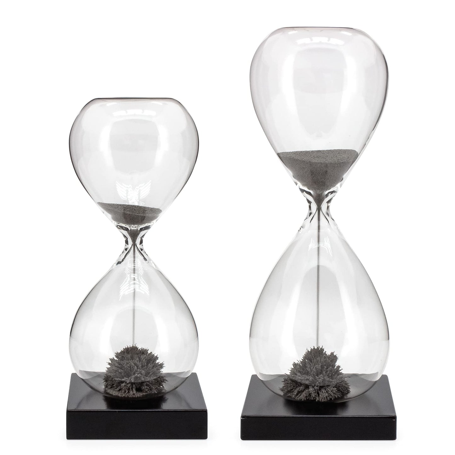 Torre & Tagus Magnetic Hourglass Sand Timer - 30 Second/Half Minute Magnetic Sand Clock with Gray Magnet Iron Powder and Black Base, Hand-Blown Hour Glass for Office Desk, Home Study, Games Room