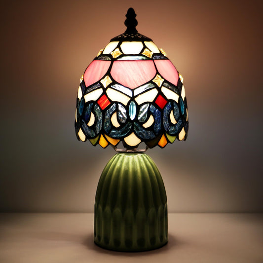 MQYXH Tiffany Stained Glass Mushroom Table Lamp 12.5 Inch -Pink Jewelry