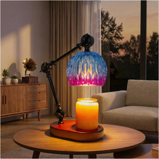 YWYWLED Candle Warmer Lamp, Dimmable Wax Melting Warmer with Adjustable Height, Bedroom Living Room Home Decor, Birthday Relaxation Gifts for Women (Purple, Wave)