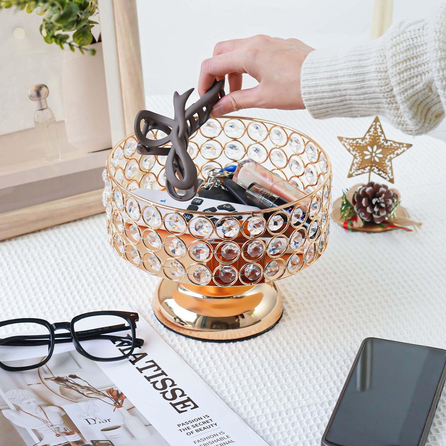 1pc Crystal Fruit Dessert Metal Display Tray, Cupcake Tray Snack Storage Box Wedding Dessert Table Cake Display Stand Tray for Wedding Party Home Decor Tray (S)