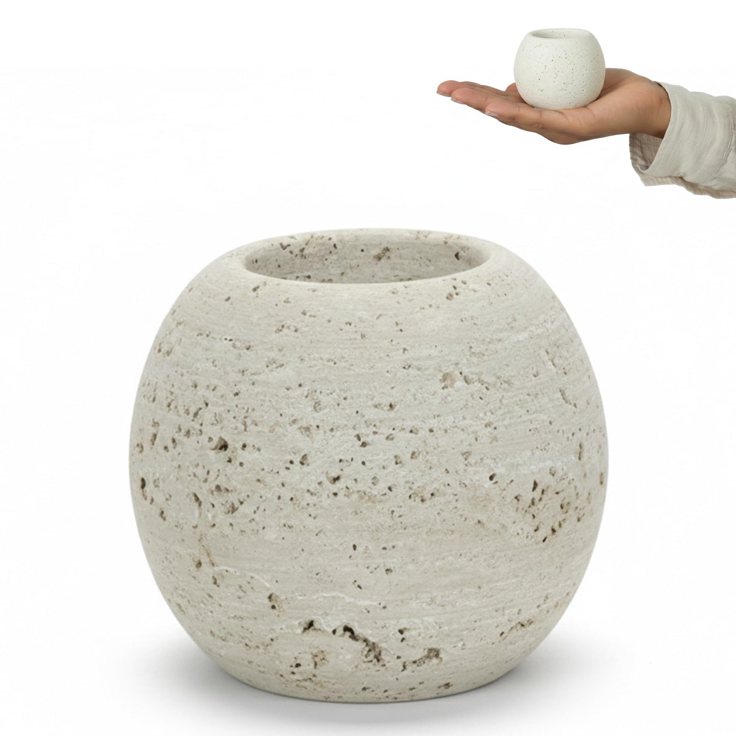 UrbanFocal 3" Marble Tealight Candle Holder Travertine Decorative Votive for Elegant Centerpiece Table Aesthetic Mini Holders for Tabletop
