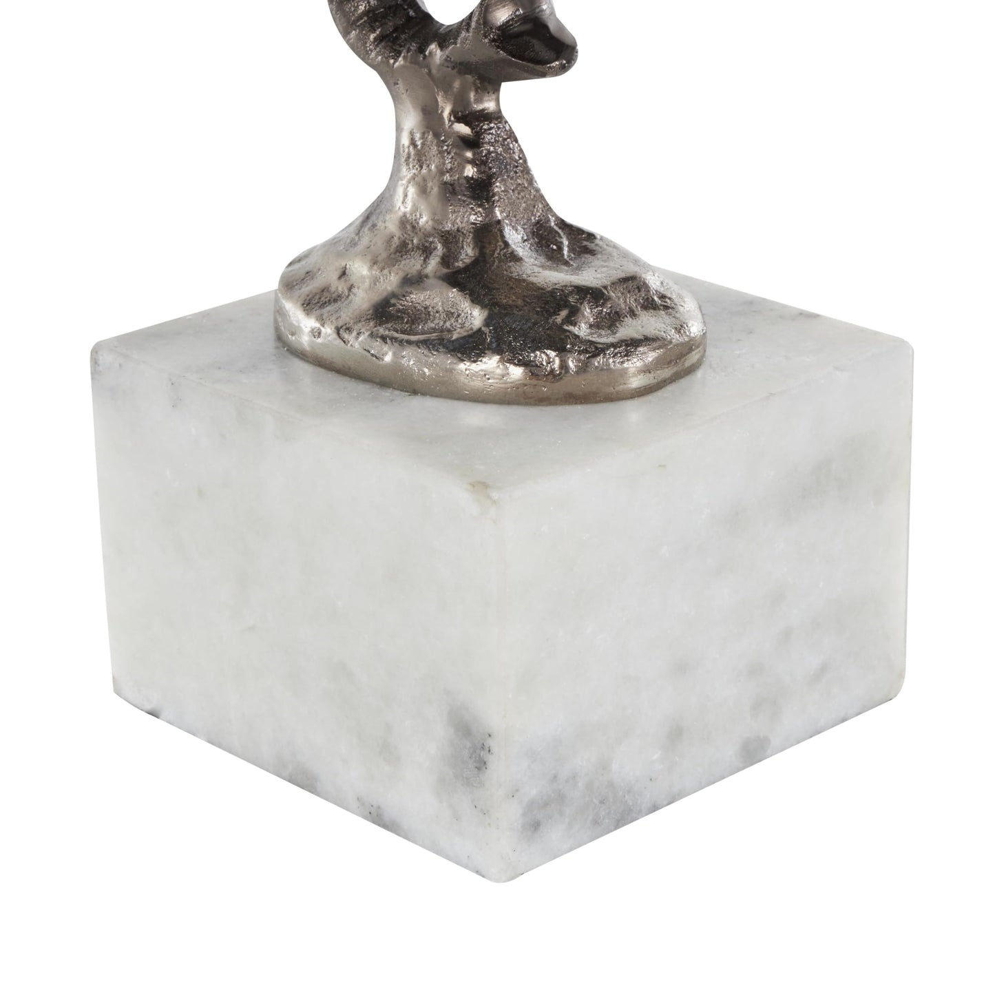 Deco 79 Aluminum Metal Elephant Decorative Sculpture Tall Cutout Silhouette Home Decor Statue with Marble, Accent Figurine 8" x 8" x 26", Silver