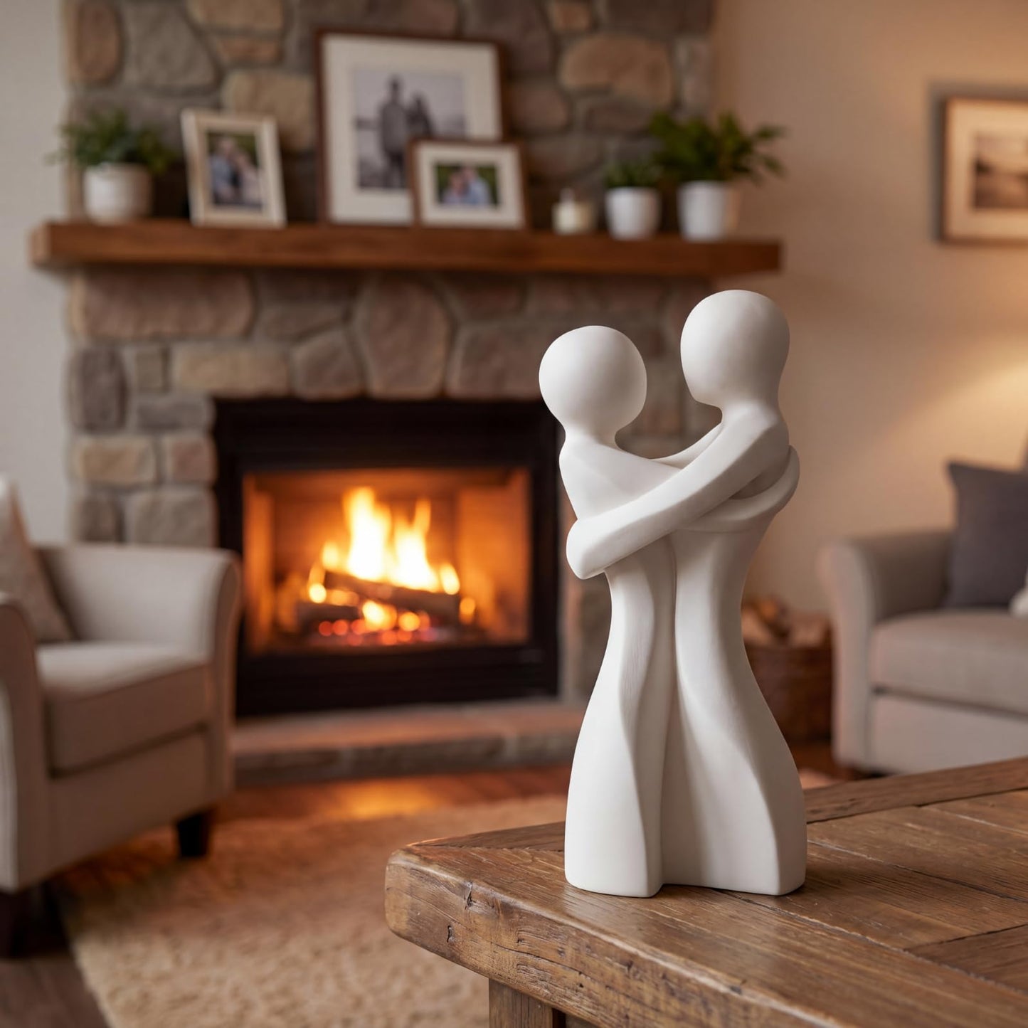 Thenshop 8 Inch Ceramic Unique Flower Vase Modern Loving Embrace Vase Abstract Modern Art for Flower White Cute Table Centerpiece for Home Office Bedroom Wedding Decoration