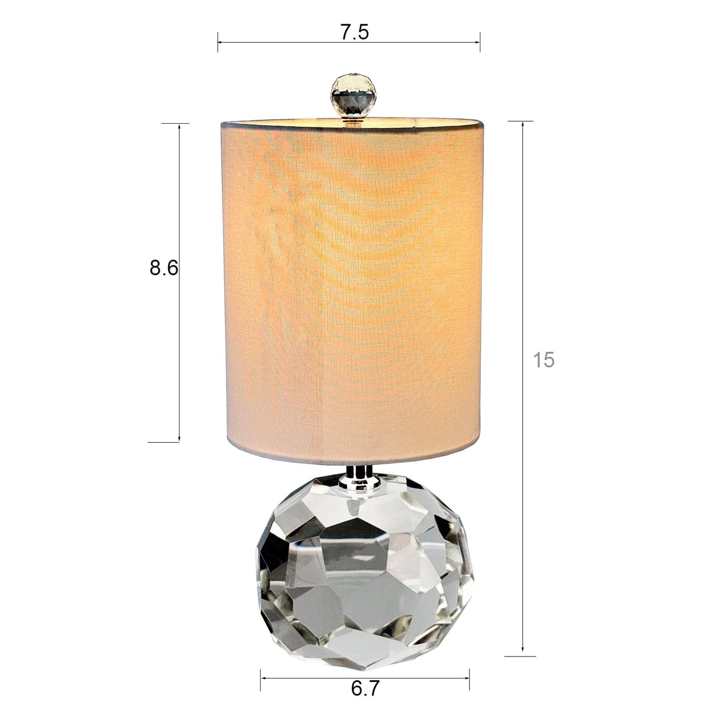 Jposbeam Pineapple-Shaped 16" Crystal Table Lamp,Multi-Faceted Solid Crystal Lamp with LED Bulb (Warm White, 3000K),Suitable for Living Room, Bedroom, Office,cabinets, Side Tables and Other Spaces