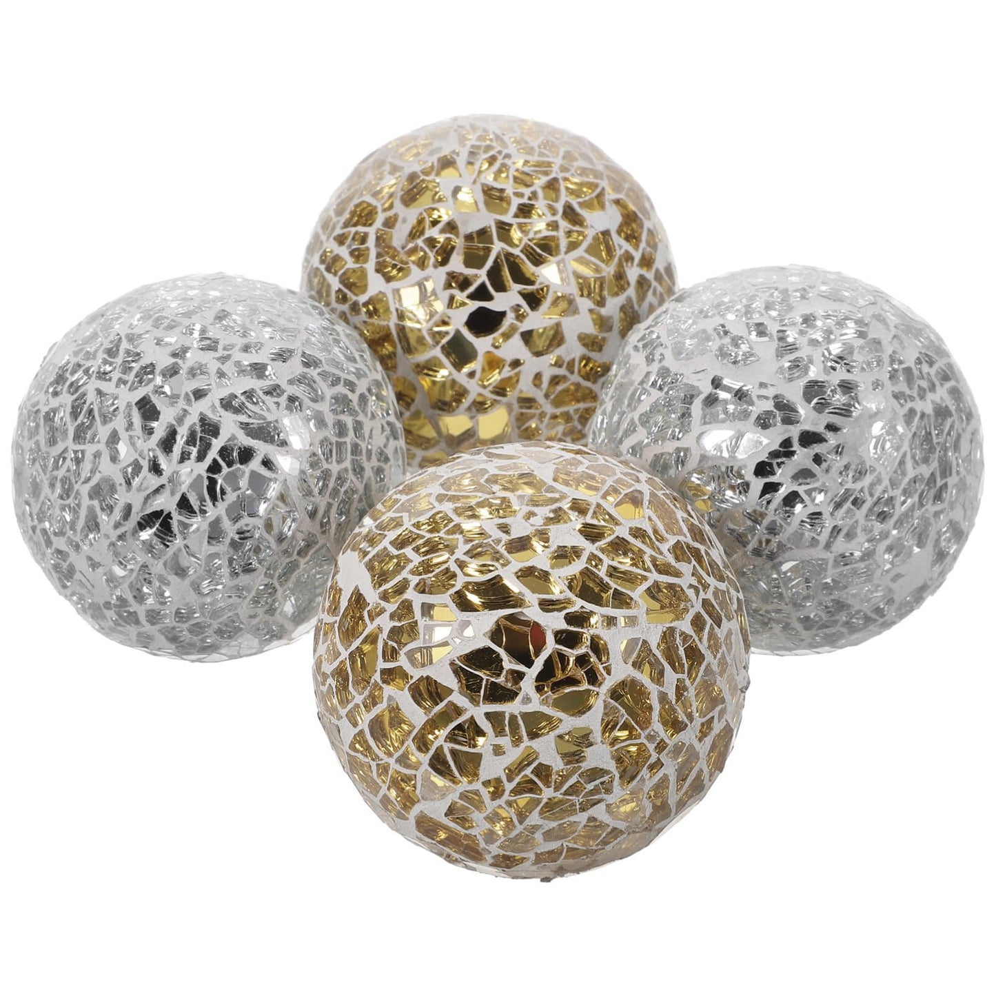 SEWACC 4 Pcs Decorative Glass Sphere Balls 2.36 Inch Mosaic Home Decor Tabletop Centerpiece for Weddings Anniversaries and Parties