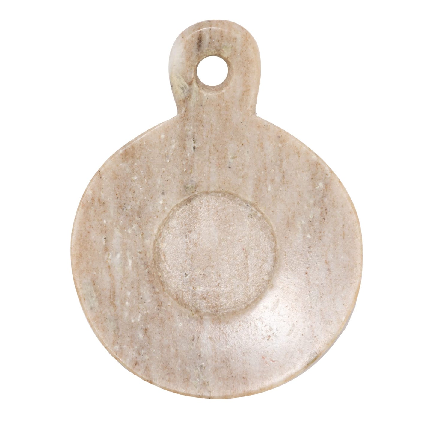 Creative Co-Op Hand-Carved Marble Dish with Handle, Beige