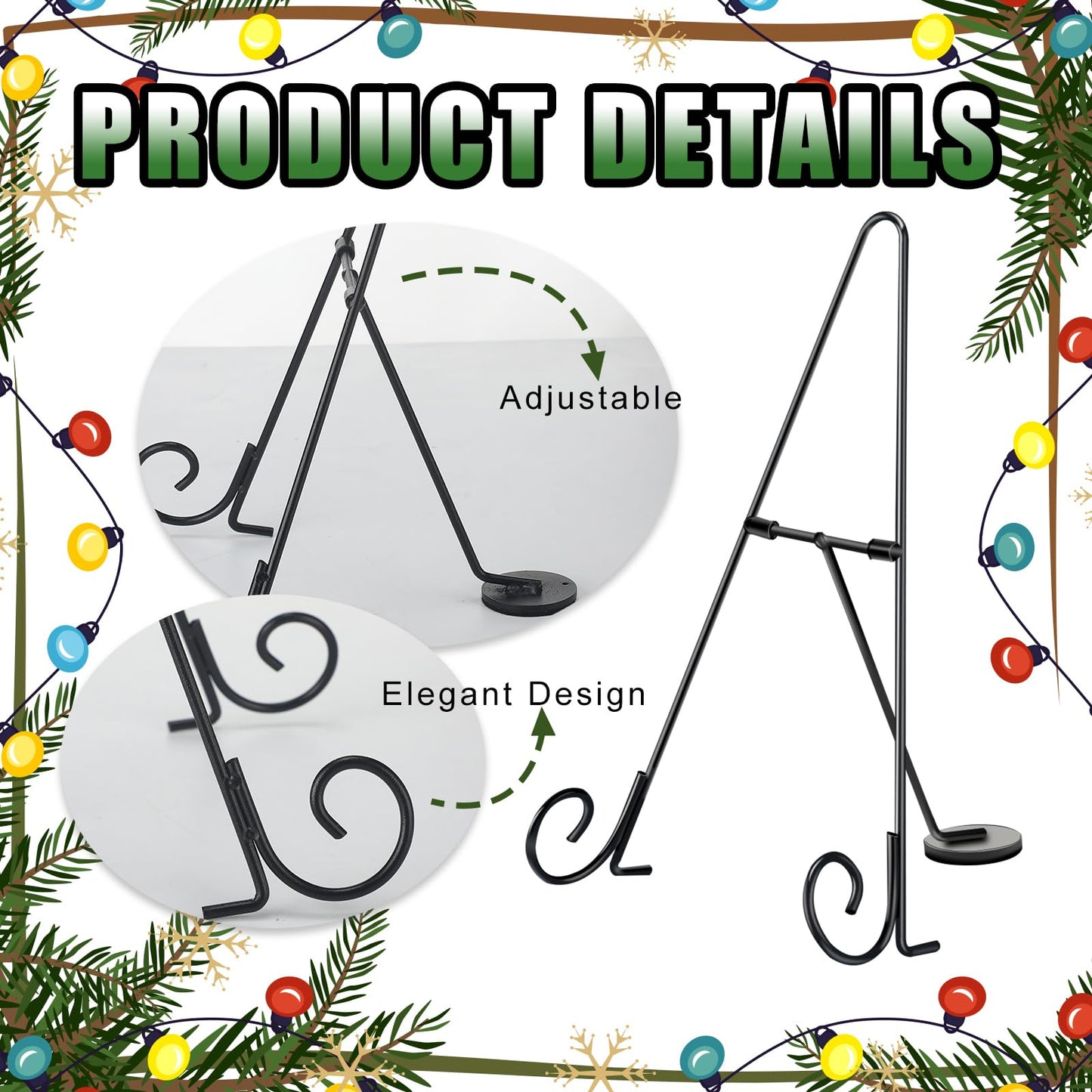 Yungyan Metal Garden Stone Easel for Christmas Yard Decoration 4" D x 7" W x 12" H Outdoor Stone Sturdy Display Stand for Xmas Party Indoor Garden Decor(1 Pcs)