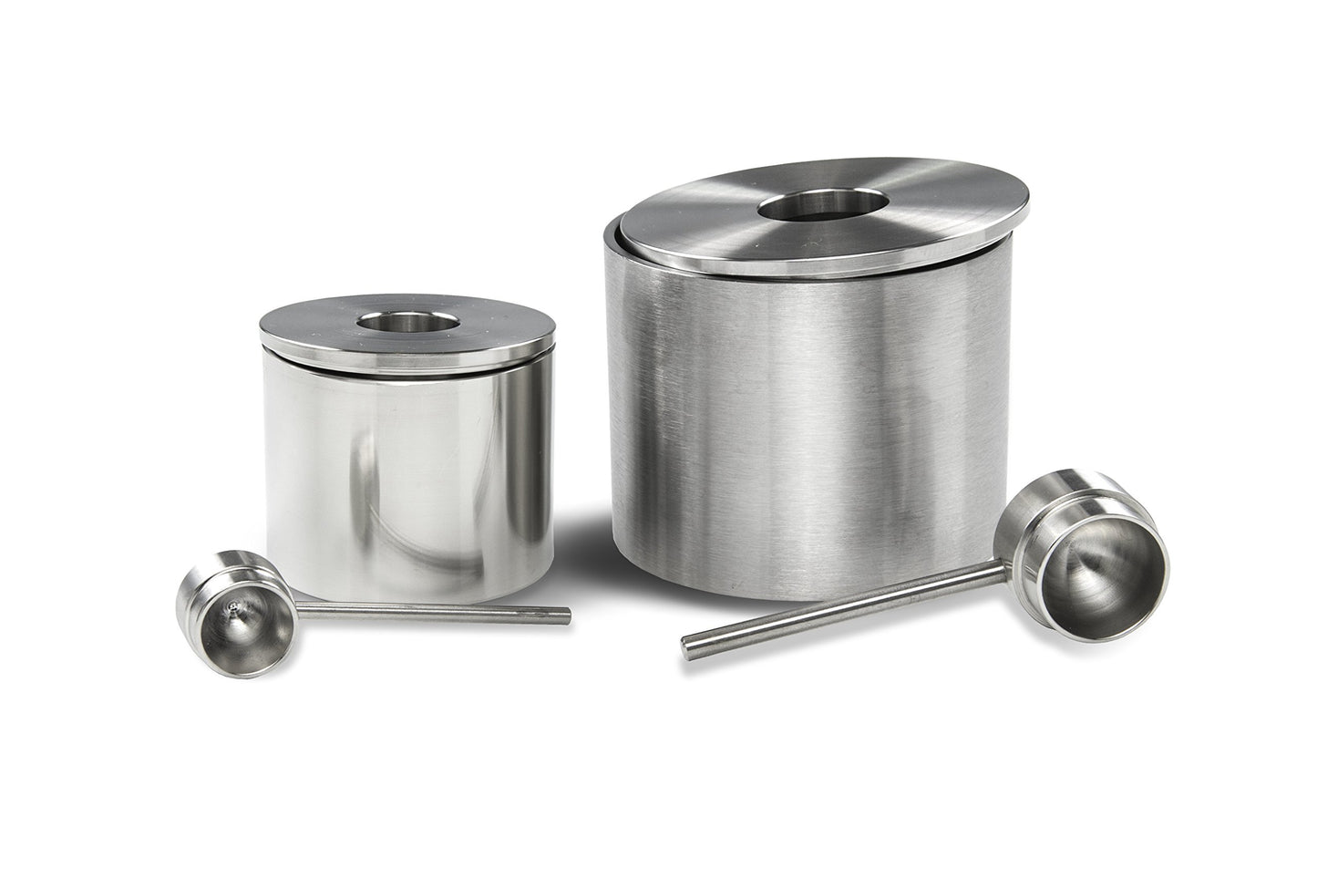 Grind Gourmet Salt Cellar, Spice Jars Stainless Steel, Storage Spice Jars With Spoon Solid Stainless Steel Holder (1.58", Silver)