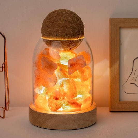 Runyangshi Himalayan Salt Night Lamp 6.3" Natural Healing Crystal Aroma Stone Diffuser Bedside Lamp USB Port 3 Colours Dimming Mode Bedroom Lamp Home Decor