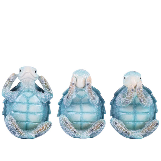 Turtle Sculpture 3-Piece Set Coastal Home Decor Turtle sculptures are perfect for bathrooms, offices, bookshelves, display shelves, coffee tables, or beach-themed decor in any room of your home.