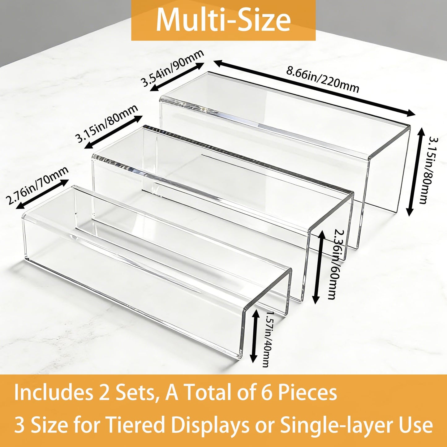 MerryNine Clear Acrylic Display Risers Stable Multi-Size