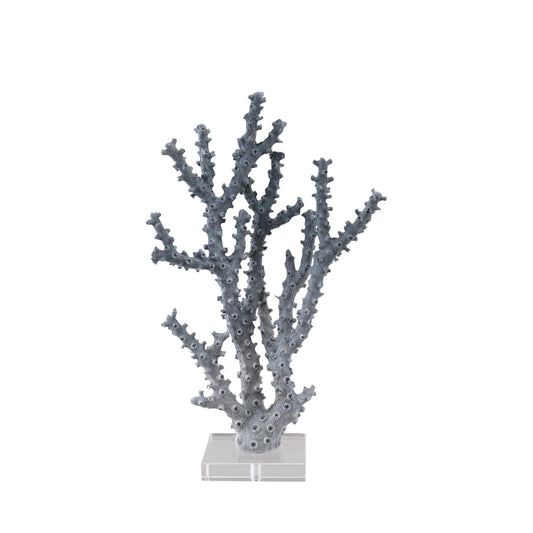 Creative Co-Op Resin Coral Décor with Acrylic Base, Blue