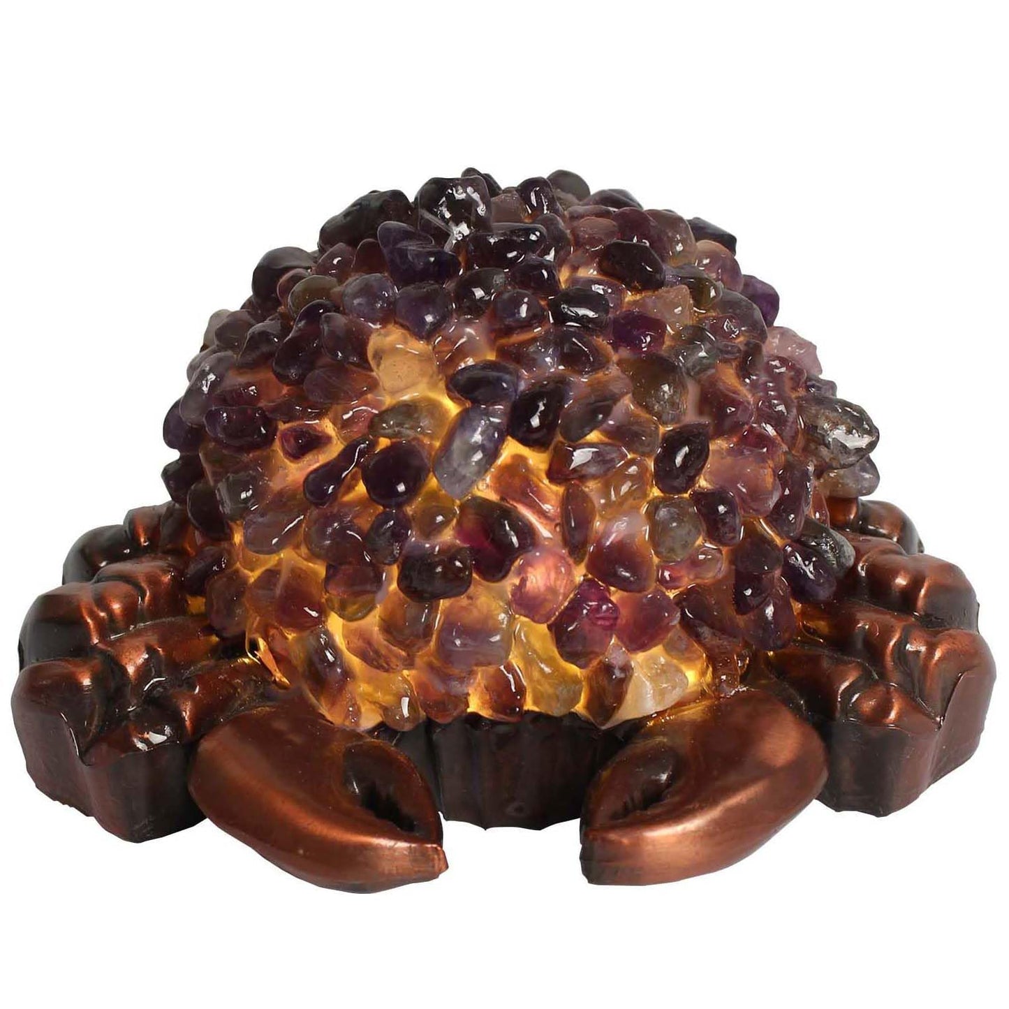 Youhot Handcrafted Amethyst Crystal Crab Table lamp, USB Powered, 3 Light Modes, Purple Shell Design, Healing Stone Decor for Home, Office (Amethyst)