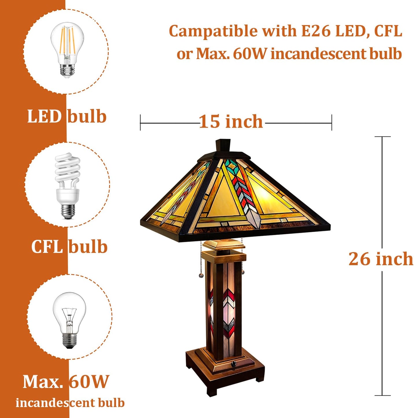 Capulina Tiffany Table Lamp Picasso Abstract Stained Glass Lamp 3-Light