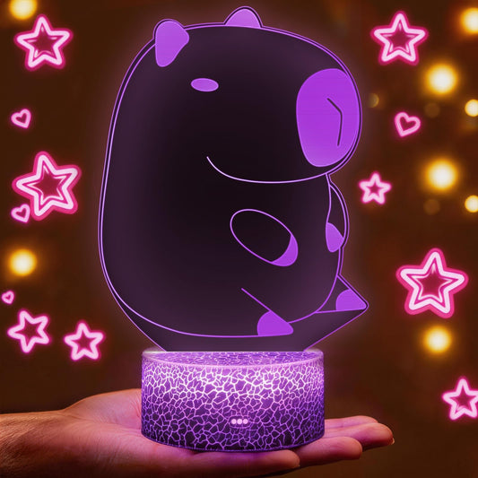 WFSLEI Capybara Night Light, 3D Illusion Capybara Lamp with 16 Colors, Remote & Touch Control, Dimmable LED Toddler Night Light, USB/Battery Powered, Birthday for Kids Bedroom Decor (Capybara)