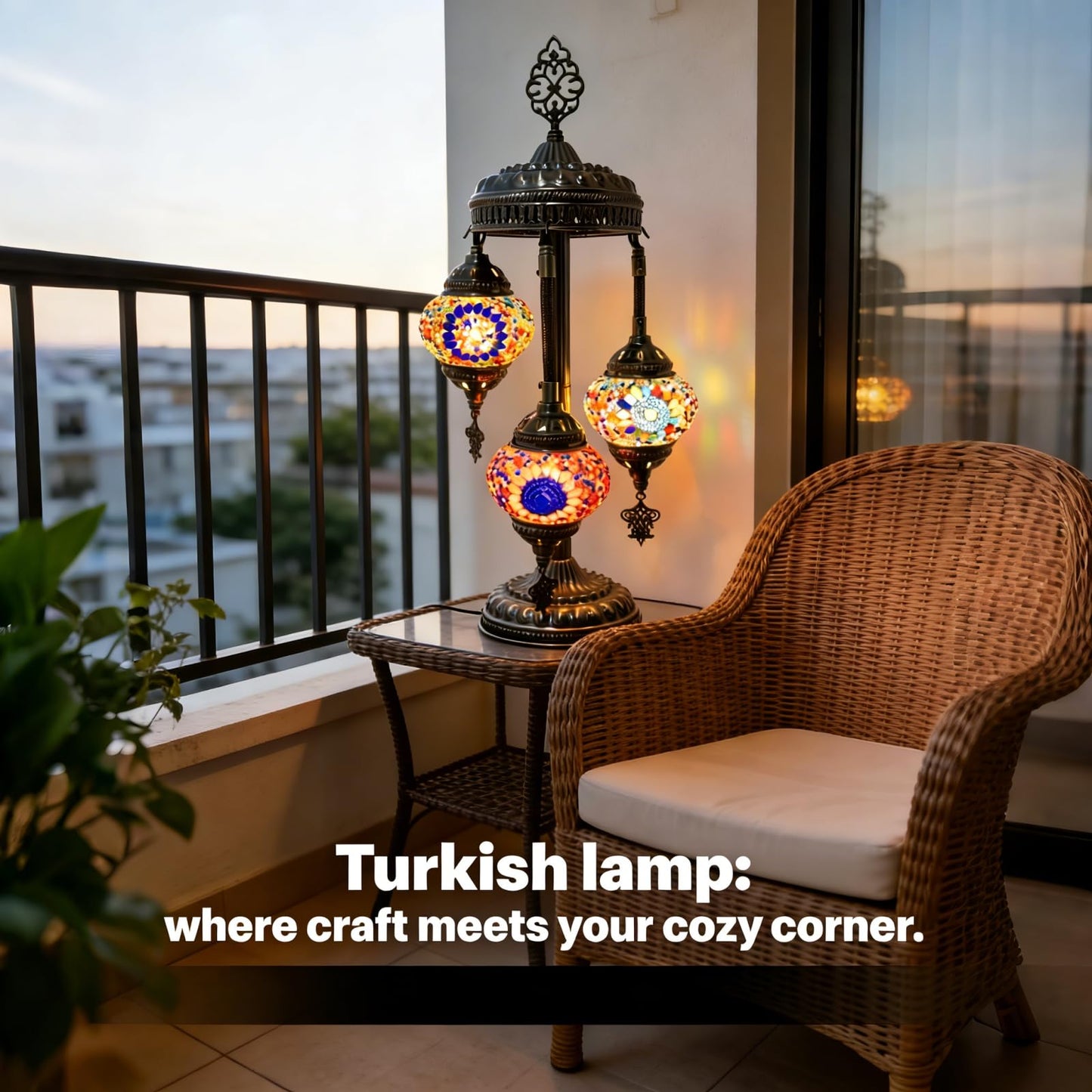 XUMAIDENG Turkish Moroccan Table Lamp Tiffany Style 3 Globes Mosaic Table Lamp Glass Bedside Lamps for Bedroom Living Room Handmade Stained Glass Lamp Vintage with Bronze Base Included LED Bulb