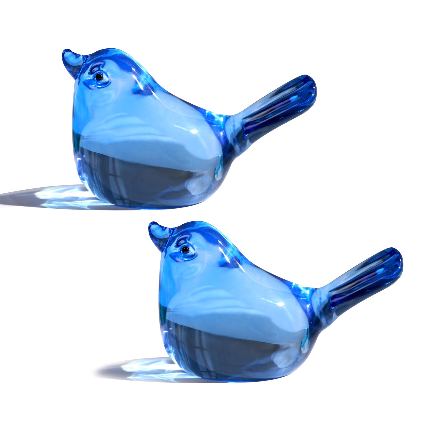 H&D HYALINE & DORA 3" Handmade Glass Bird Figurine Blown Glass Birds Ornament Crystal Glass Animals Decorative Collectible Figurines(Dark Blue)