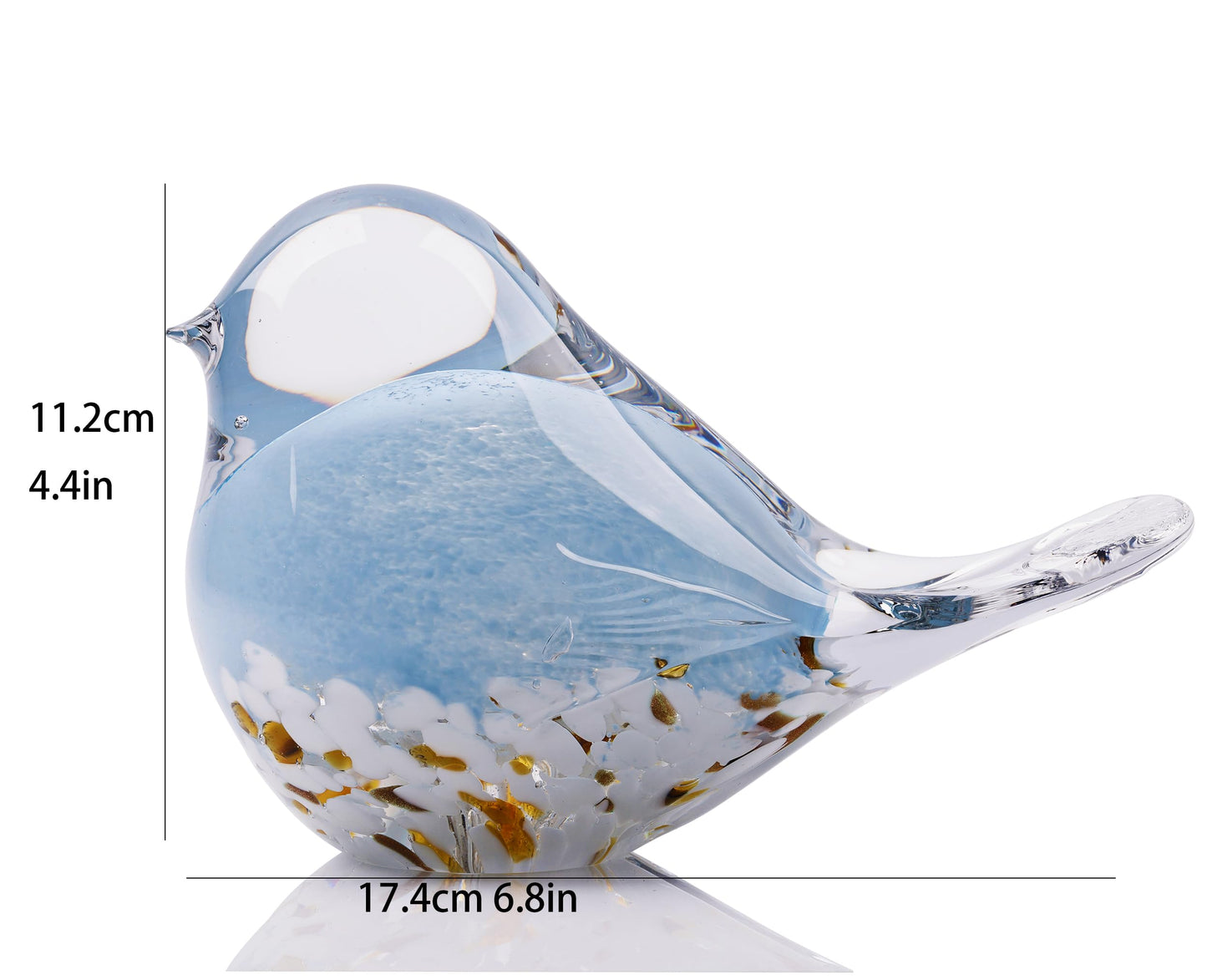 WUBIANJIE Hand Blown Glass Bird Statue Collectible Animal Art Paperweight, Living Room Bedroom Bookshelf Coffee Table Small Ornaments Shelf Home Decoration (Blue)