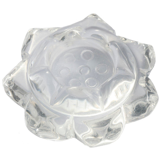 rockcloud 2" Healing Crystals Rock Quartz Lotus Flower Crystal Ball Stand/Taper Candle Holder Candlestick