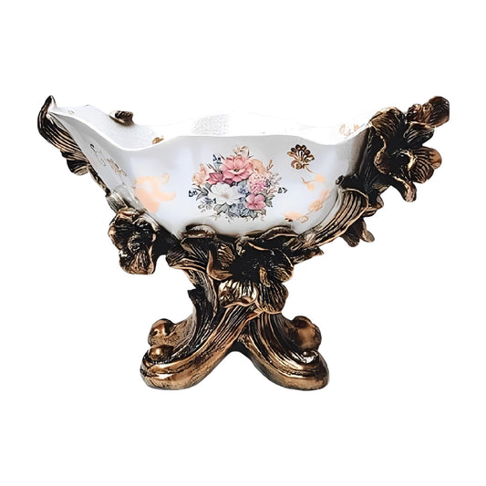 ICE Armor 10" H White & Golden Color Floral Embossed Decorative Ceramic Vase Stylish Home and Office Decor Luxury Ornament Great Gift for Home Lovers