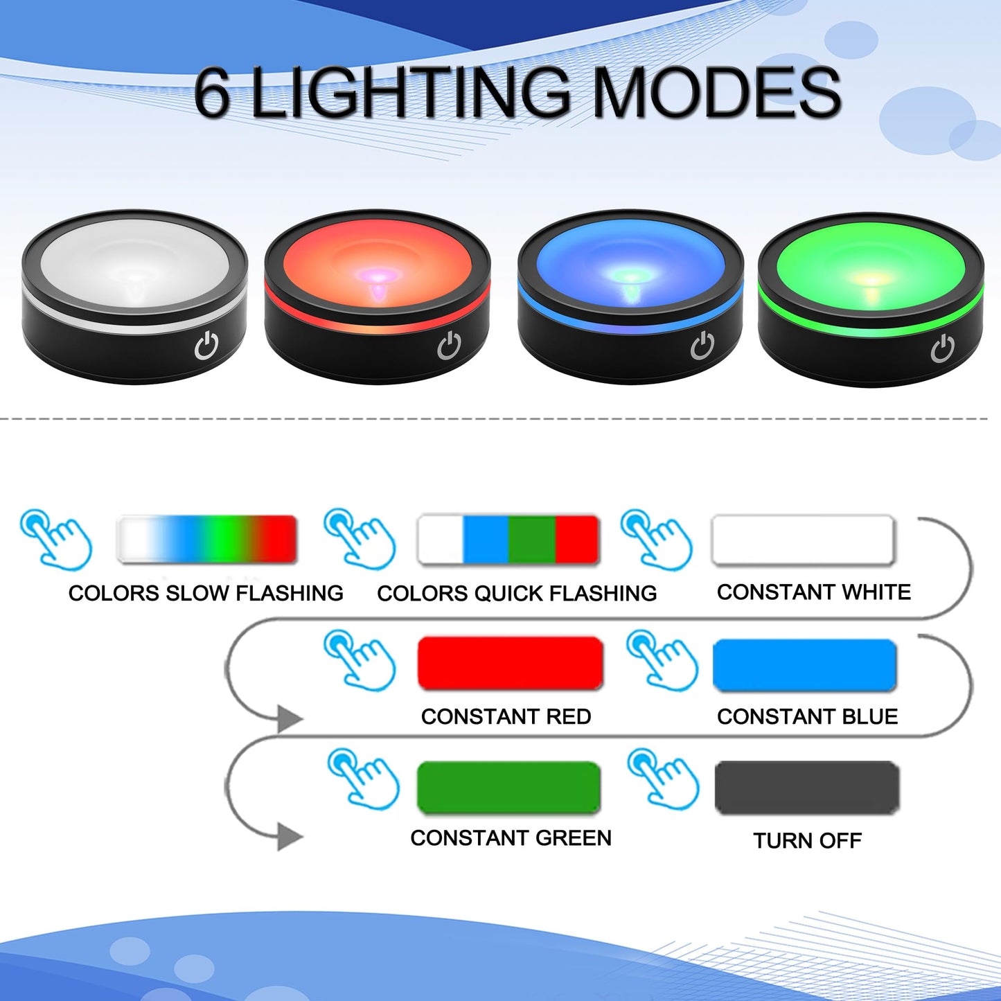 IFOLAINA LED Light Base Lighted Stand Display for Crystal Glass Ball Glass Art Tumbler RGB Multicolor Lighting Round Black Pedestal - Concave