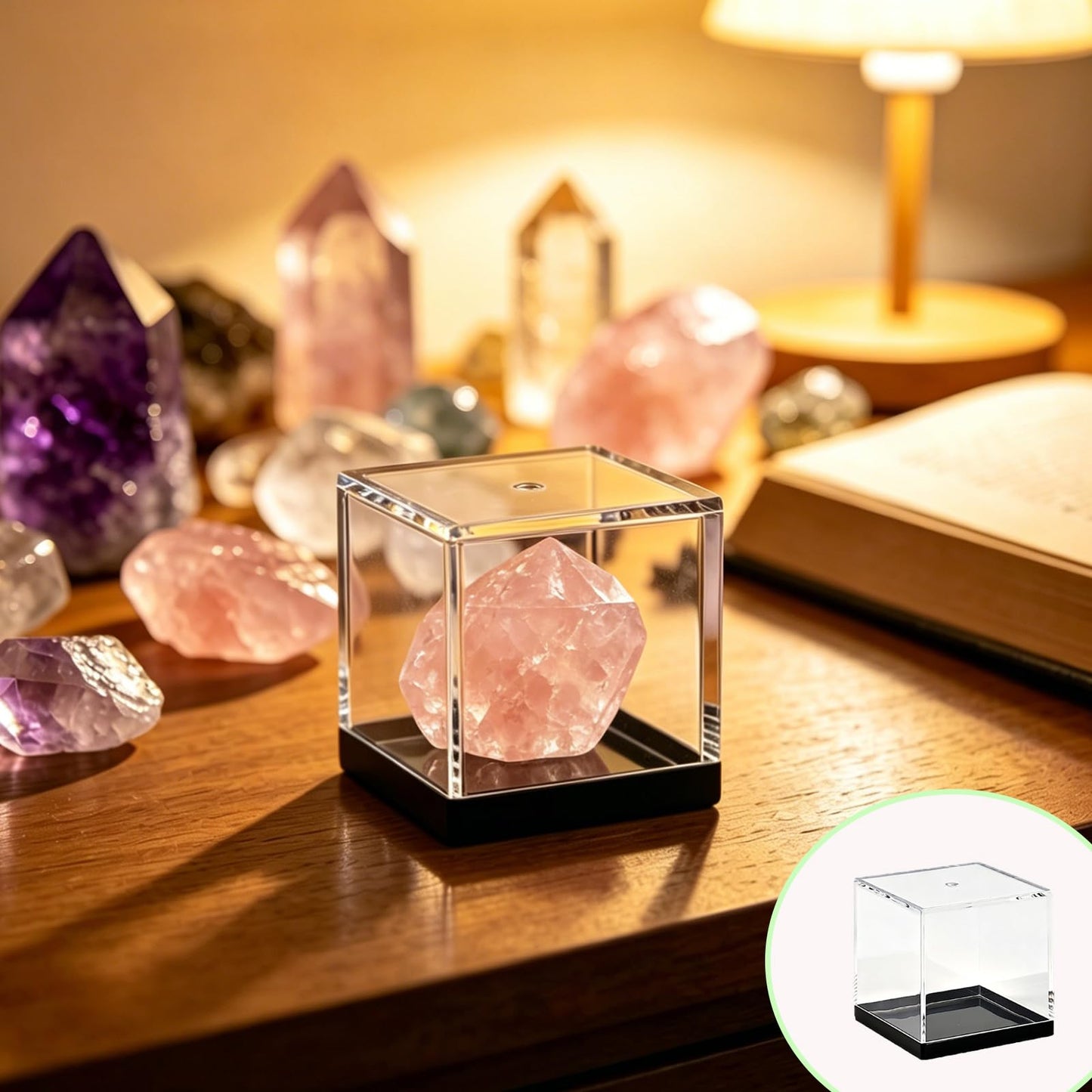 12 Pcs Cube Display Box, 1.77x1.77x1.77Inch Mineral Sample Case, Clear Display Case Specimen Box Suitable for Storing Ores, Crystals, Collectibles, Action Figures, and Miniature Models