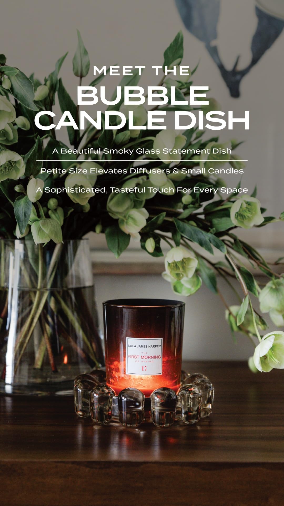 Alice Lane Original Bubble Candle Dish – Chic Clear Glass Candle Dish for Home Decor – Decorative Modern Candle Holder for Small Candles & Diffusers