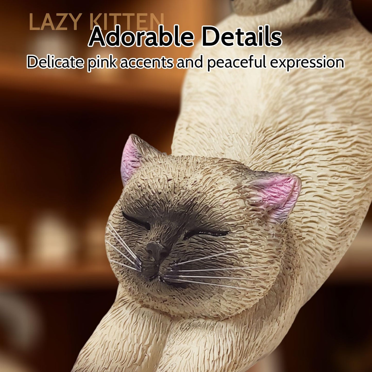 Hikiwin Stretching Cat Figurine, Resin Cat Decor Statue for Home, Shelf, Office Desk, Living Room Decorations, Cute Cat Decor Gifts for Cat Lovers Women Men, 1 Piece