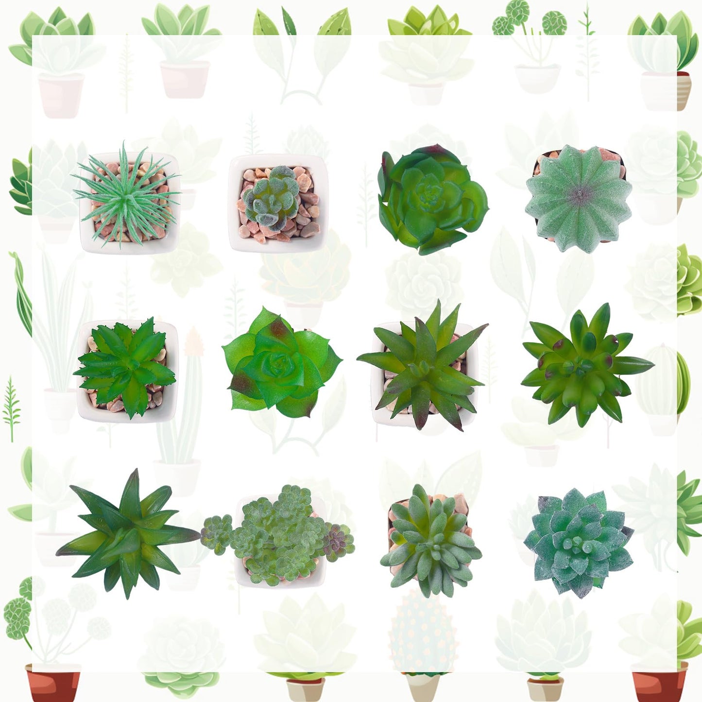 Crowye 12 Pcs Artificial Succulents Plants in Ceramic Pots Fake Succulents Mini Faux Succulents for Home Decor Indoor Small Fake Plants for Bedroom Bathroom Office Home Aesthetic Desk Decorations