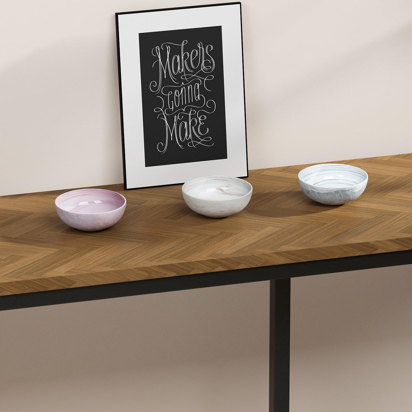 Kultilanda Small Decorative Bowl, Marble-patterned Ceramic Bowl, Modern Home Decor Centerpiece 6.1 Inches Key Bowl for Entry Table, Grey