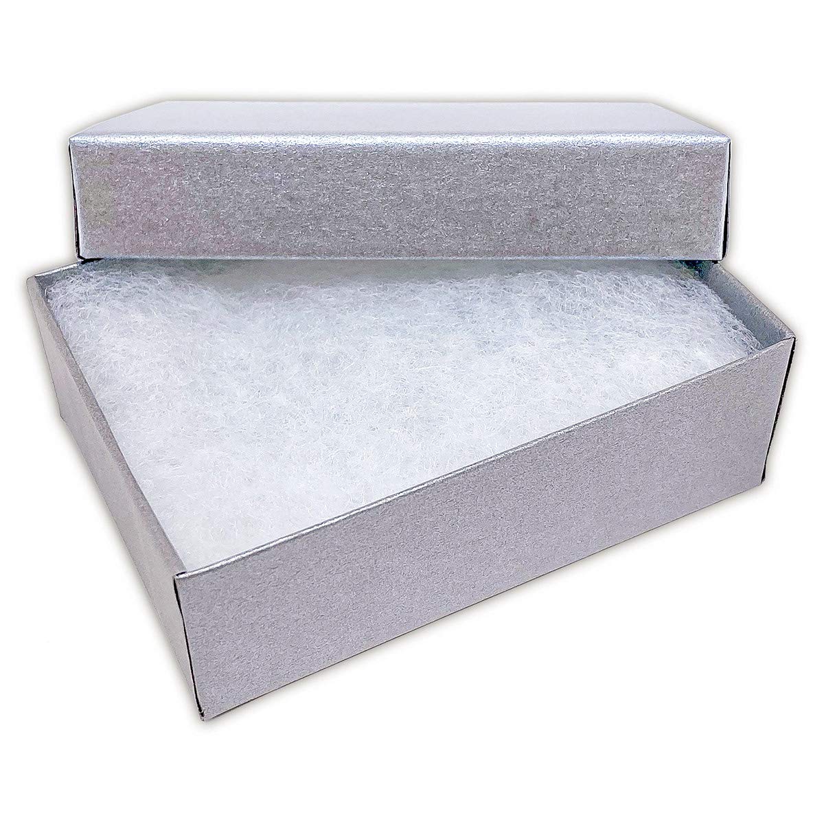 TheDisplayGuys - 25-Pack #11 Cotton Filled Cardboard Paper Jewelry Boxes Gift Case - Pearl Gray (2.1" x 1.8" x 0.8") - for Shipping or Storage