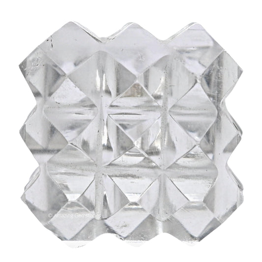Amazing Gemstone Clear Quartz Crystal Cube with 54 Pyramid - 1" Mini Lemurian Pyramid Cube Figurine of Natural Stone Pyramid for Meditation, Reiki, Chakra Balancing Vastu Pooja and Crystal Grids