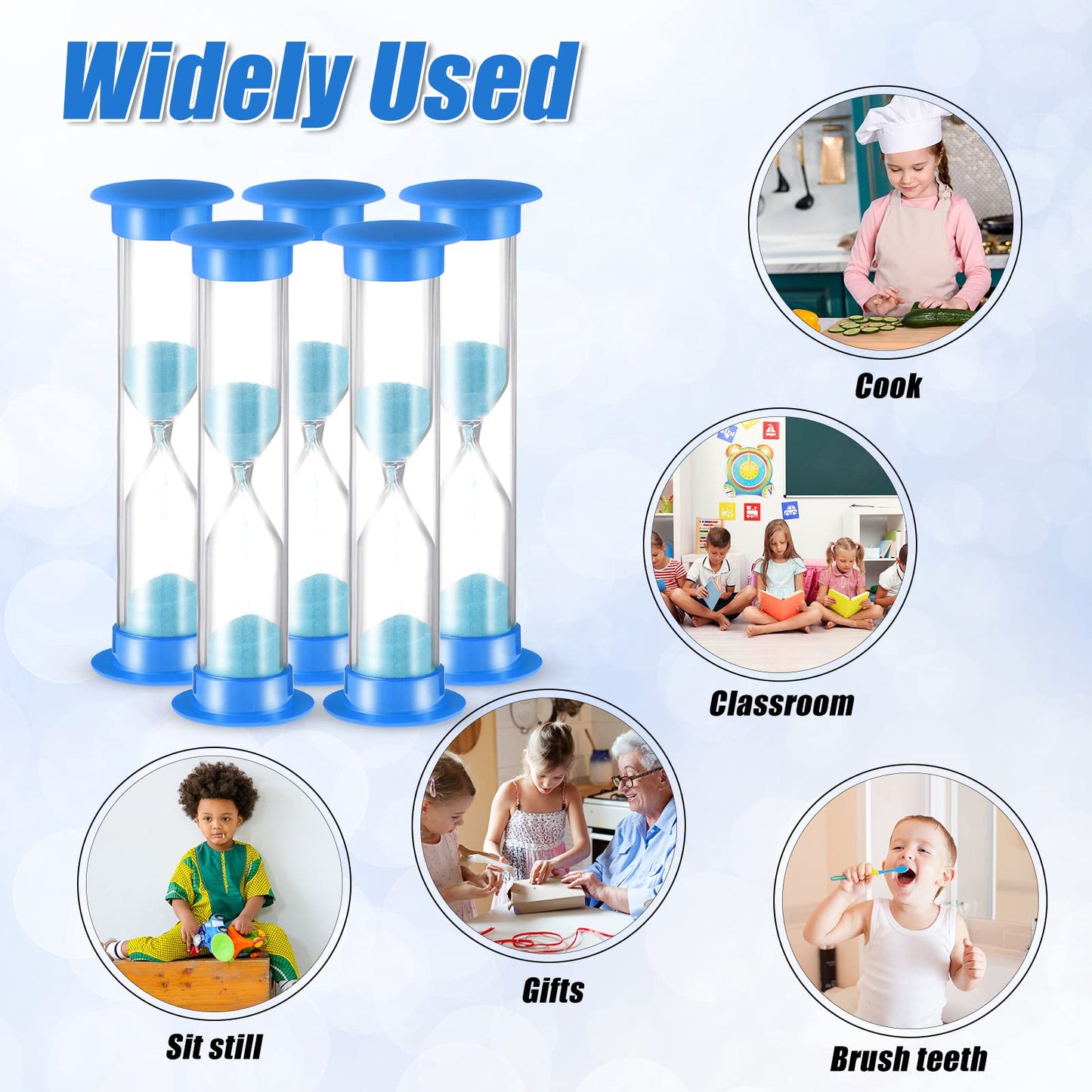 Queekay 48 Pcs 2 Minute Sand Timer for Kids, Mini Hourglass Bulk Sand Clock Timer for Adult Kids in Classroom Kitchen Games Office School(Blue)