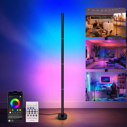 VTYXCTIGJ Corner Floor Lamp, Smart RGB LED Corner Lamp with App and Remote Control, 16 Million Colors & 68+ Scene, Music Sync, Timer Setting, Ideal Standing Lamp for Living Rooms,Bedrooms,Gaming Rooms