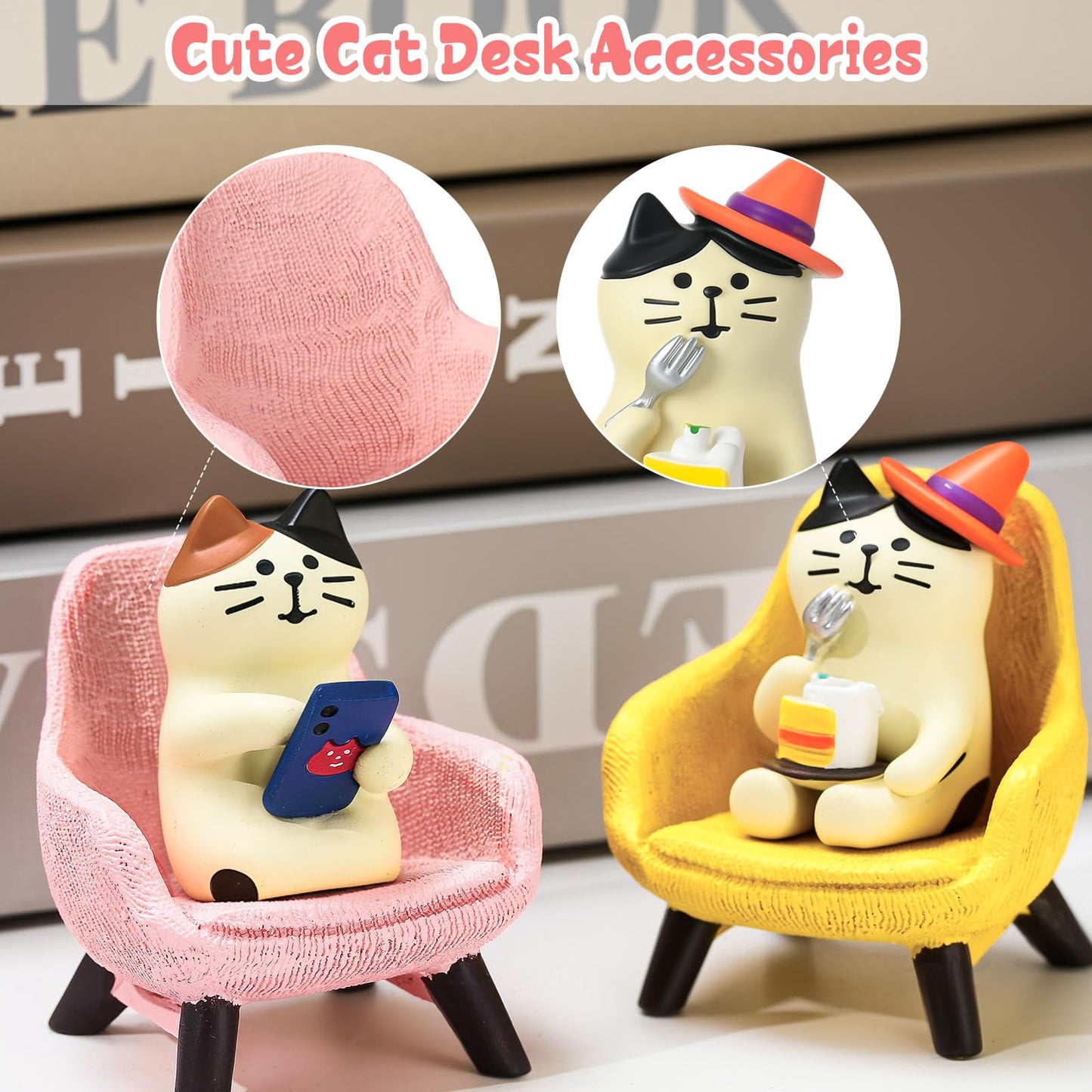GGSTDDUP 6 Pcs Miniature Resin Cat Figurines Set for Desk Shelf