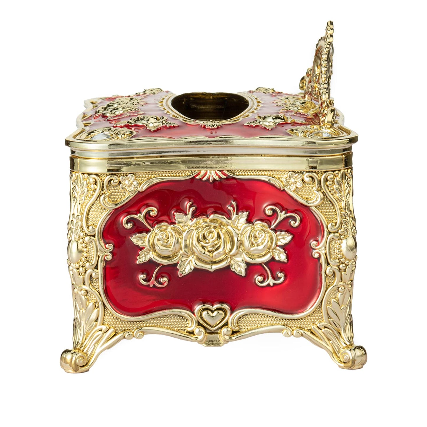 Luxurious Rose Tissue Box Acrylic Holder Cover Luxurious Elegant Design Tissue Holders Paper Holder Napkin Holder for Home Toilet Bath (Gold with Wine red)