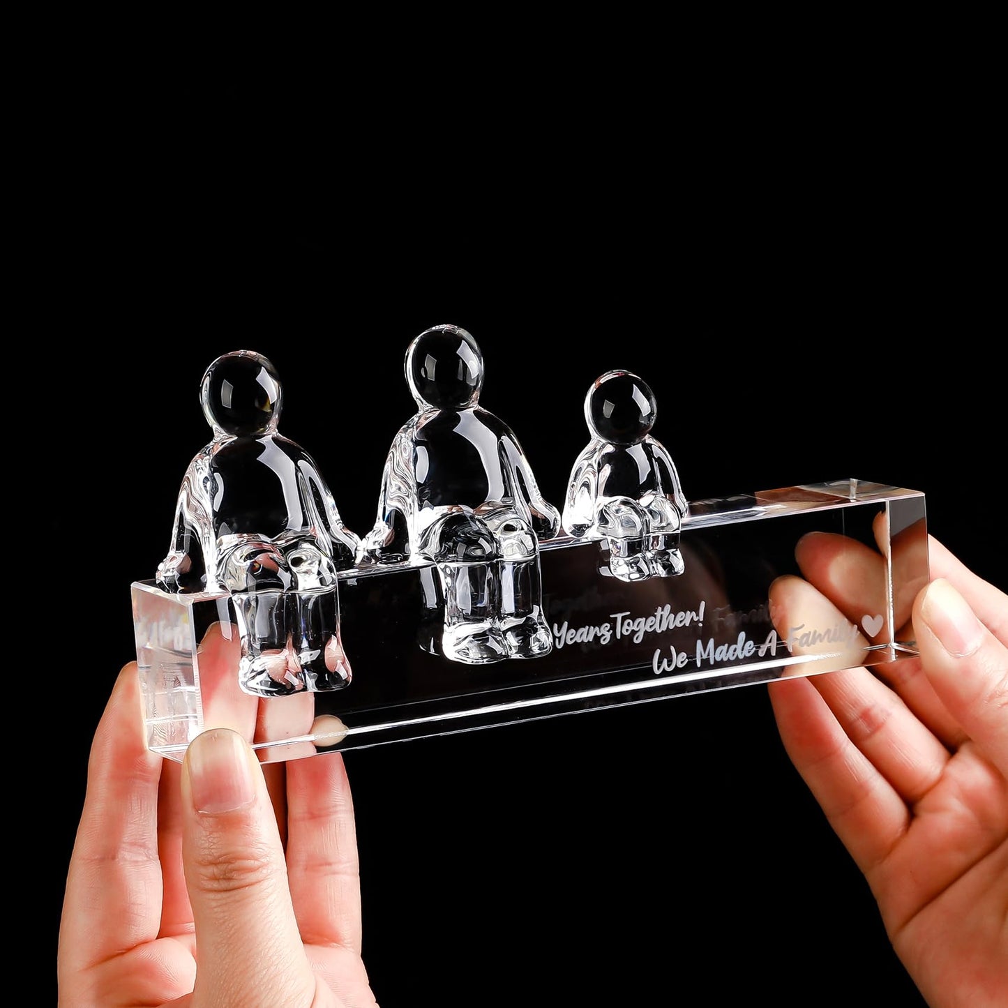 Ornalrist Crystal 15th Wedding Gifts on Anniversary for Her Him, 15 Years Together We Made A Family Glass Ornament for Wife Husband (1 Child)
