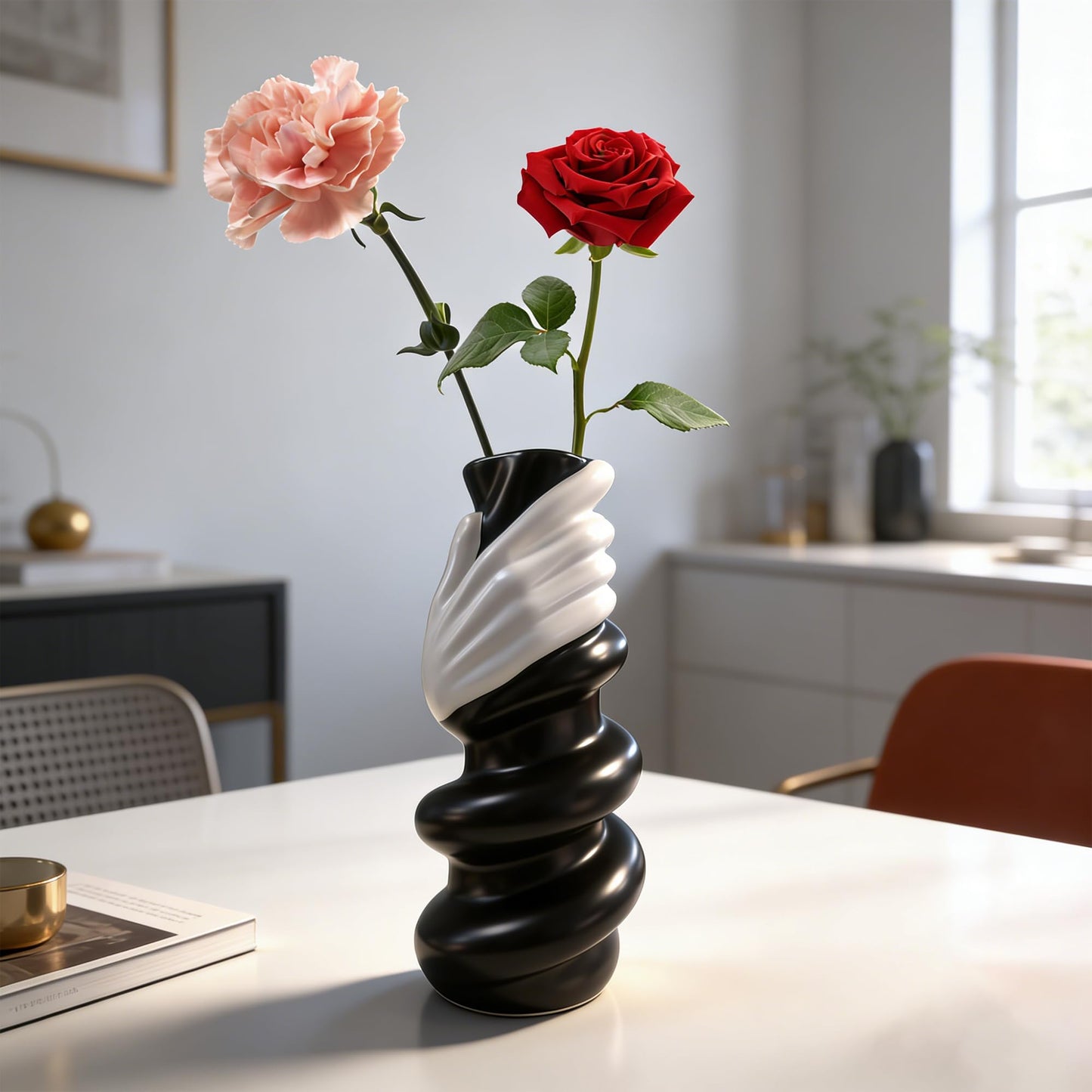 Hand Vase Ceramic Sculpture for Table and Entryway Decor