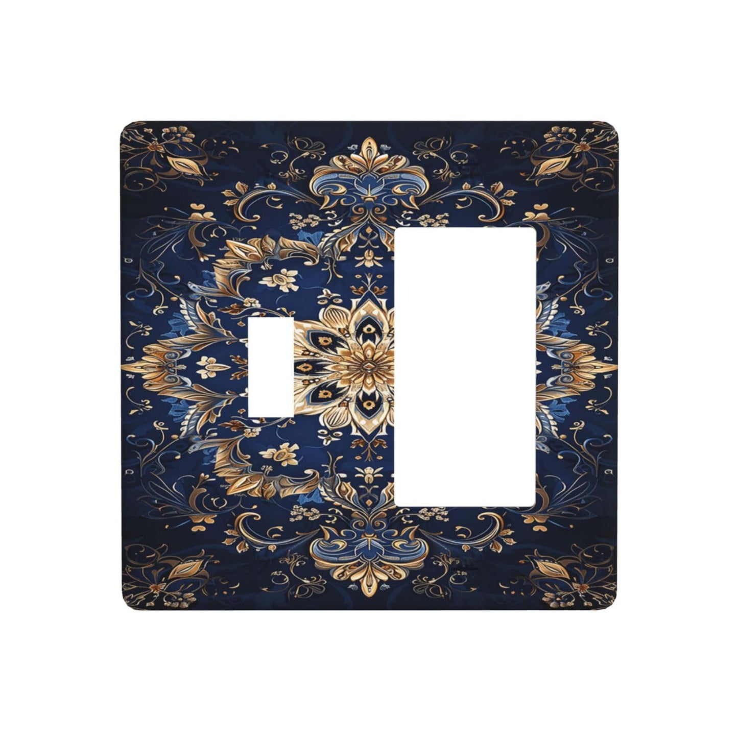 Lqzazyr Outlet Covers Royal Blue Gold Mandala Baroque 1 Toggle 1 Rocker Combo Light Switch Cover Plate Electrical Wall Plate Electrical Switch Plates For Living Room Cabin Decor