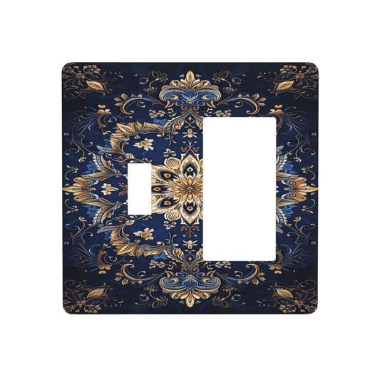 Lqzazyr Outlet Covers Royal Blue Gold Mandala Baroque 1 Toggle 1 Rocker Combo Light Switch Cover Plate Electrical Wall Plate Electrical Switch Plates For Living Room Cabin Decor