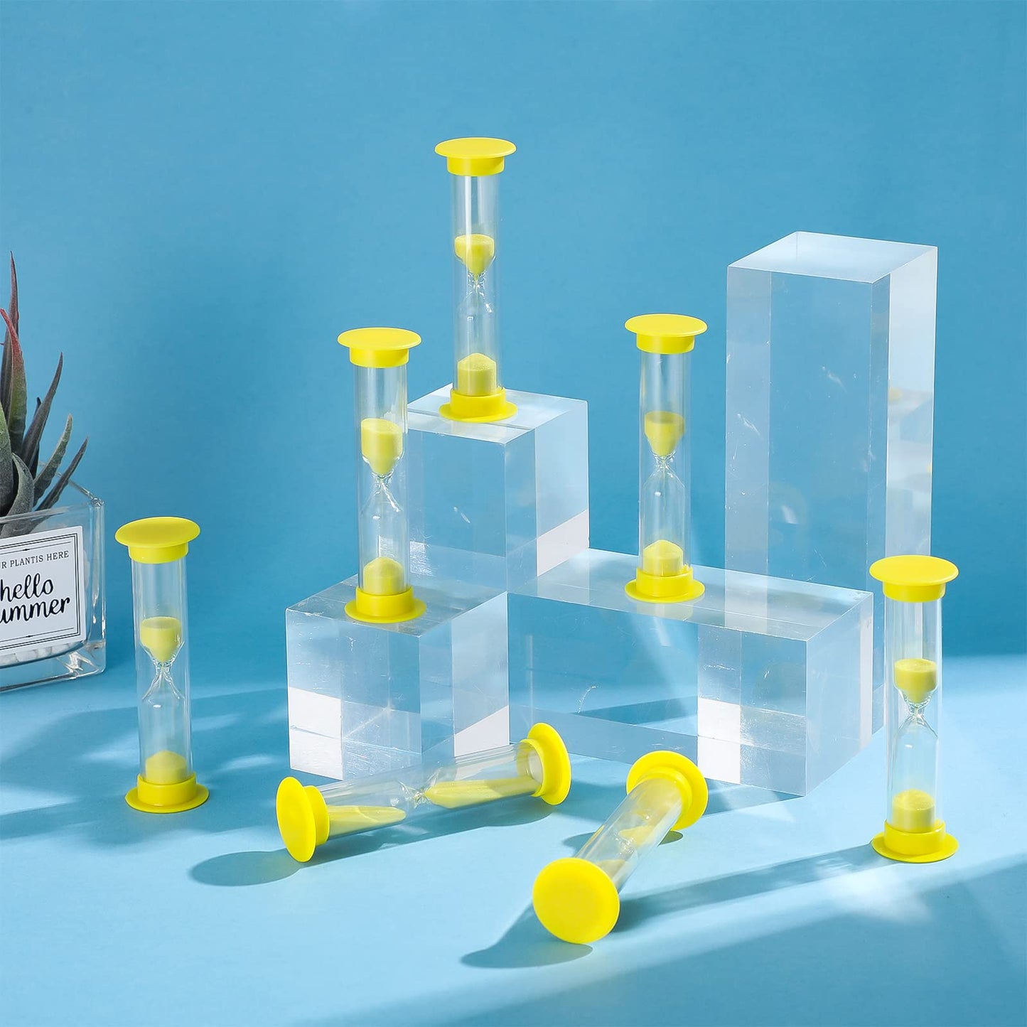 Geelin 24 Pcs 3 Minutes Sand Timer Kids 3 Mins Timer for Classroom Acrylic Covered Hourglass Clock Toothbrush Sand Timing Device for School
