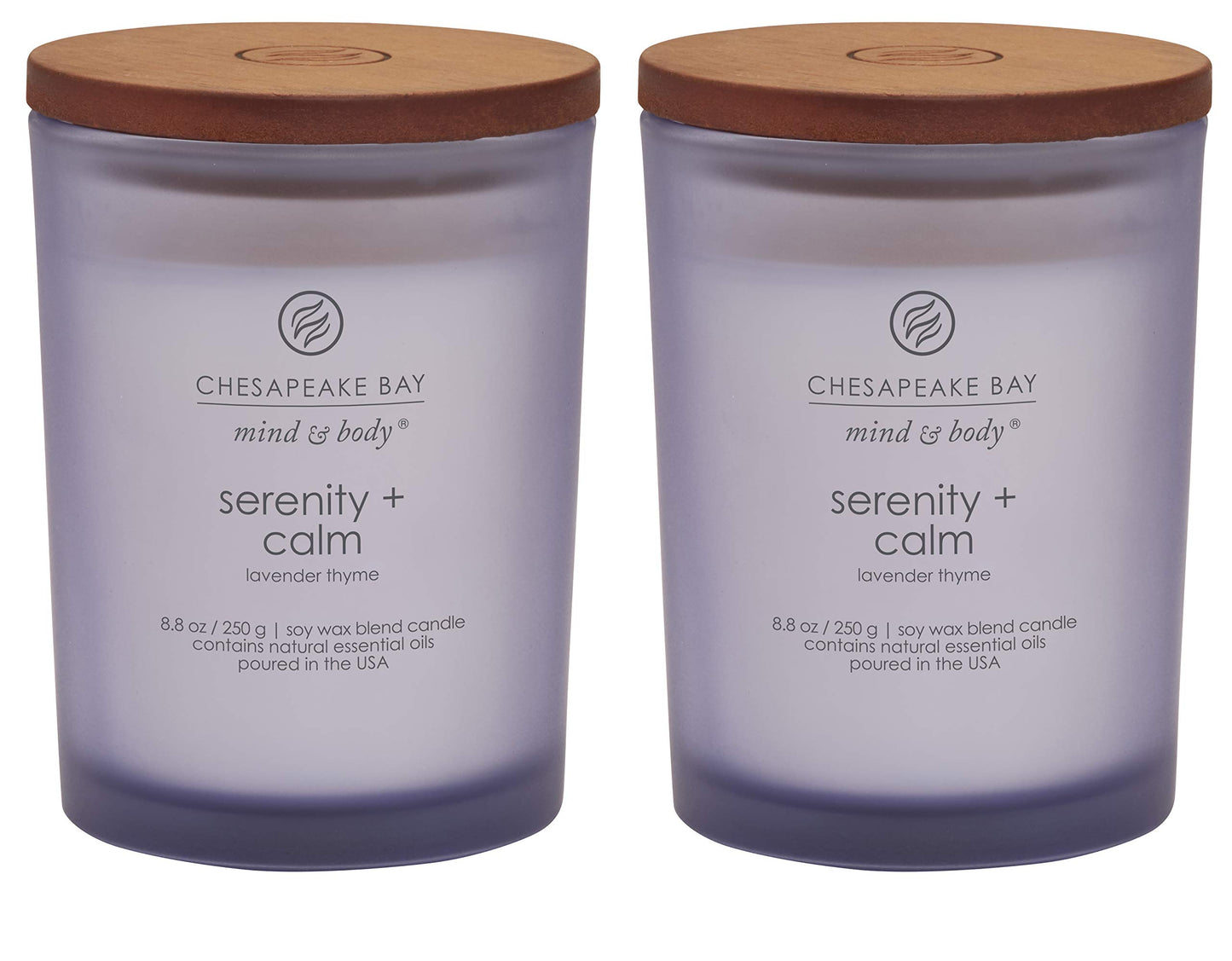 Chesapeake Bay Candle Scented Candles Serenity + Calm (Lavender Thyme) Medium Jar 2-Pack Perfect for Home Décor and Gifting