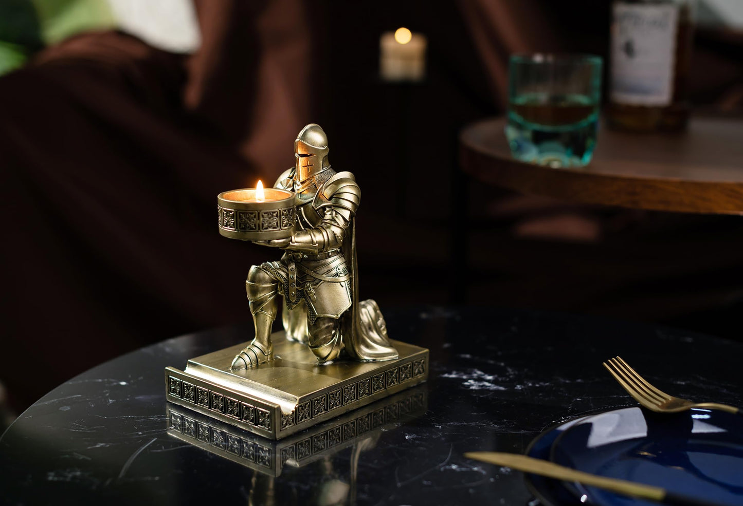 King's Guard Kneeling Tealight Holder Candlestick Candle Holder Bronze