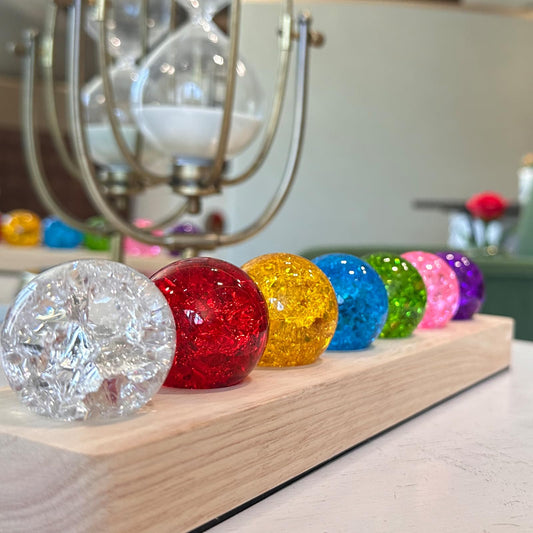 ILIEMOC 7-Color Crystal Ice Crackle Ball with Rectangle LED Light Base – Healing Energy Sphere for Home Decor, Meditation, Night Light, Gift for Reiki, Feng Shui & Chakra Therapy (Rectangle)