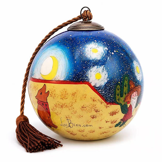 LiBien Cactus & Dog Handmade Inside Painted Glass Ornament with Gift Box - Whimsical Art Collectible - Gift for Dog Lovers, Pet Moms, Birthdays, Easter & Art Enthusiasts