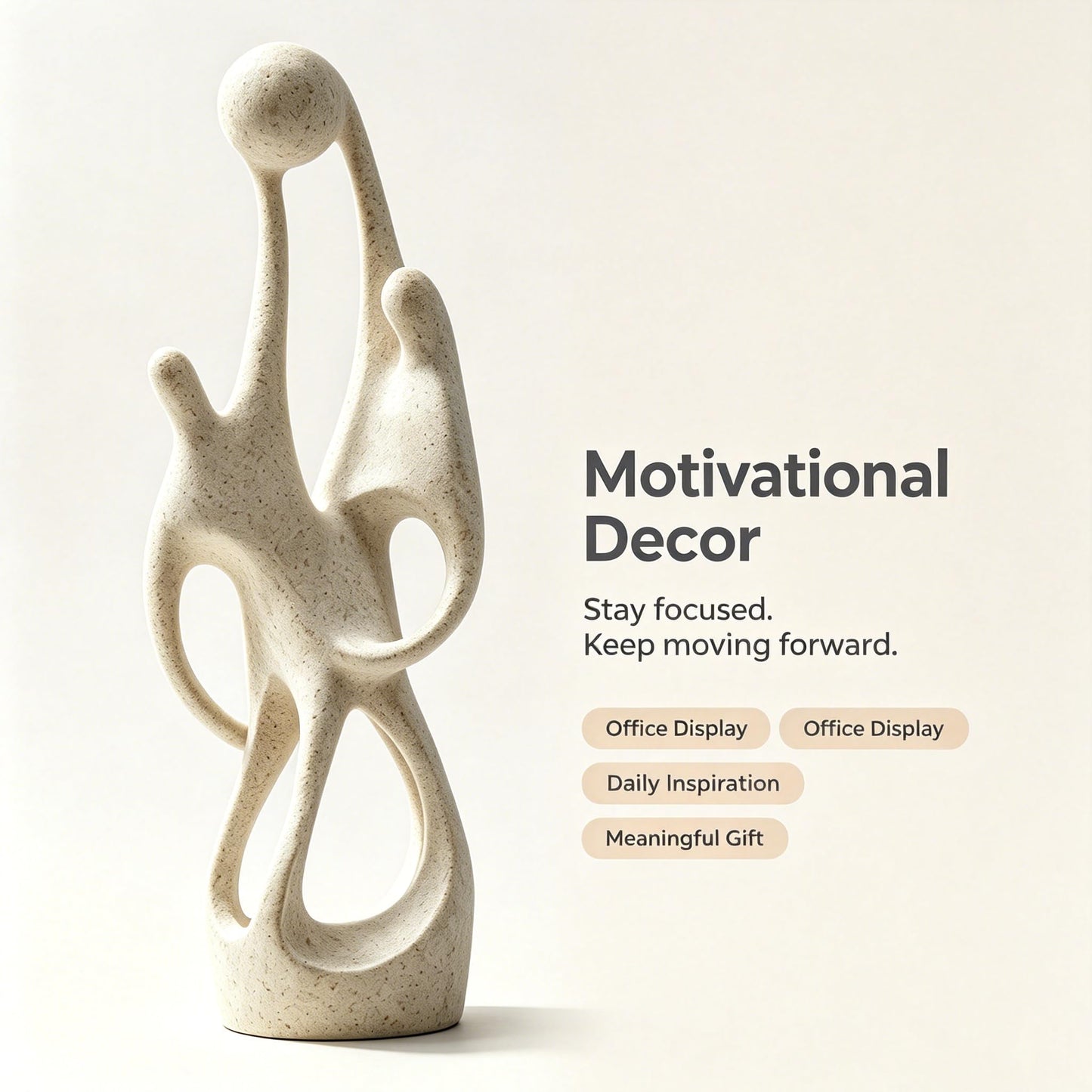 Hmusnwol Modern Statue for Home Decor Abstract Sandstone Resin Sculpture - Table Statues,Office Bookshelf Living Room Desk Decor